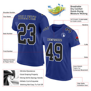 Custom Royal Black-White Mesh Authentic Football Jersey