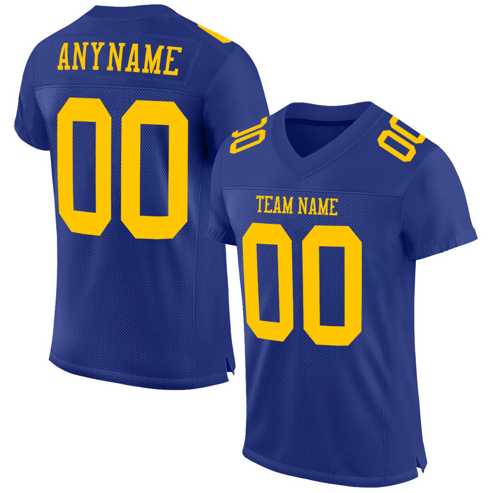 Custom Royal Gold Mesh Authentic Football Jersey