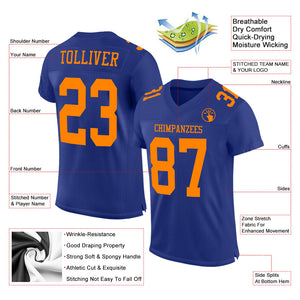 Custom Royal Bay Orange Mesh Authentic Football Jersey