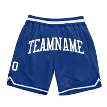 Load image into Gallery viewer, Custom Royal White Authentic Throwback Basketball Shorts
