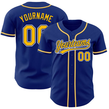 Custom Royal Gold-White Authentic Baseball Jersey