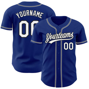 Custom Royal White-Black Authentic Baseball Jersey