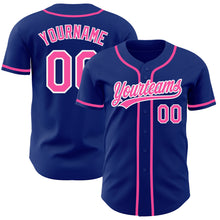 Load image into Gallery viewer, Custom Royal Pink-White Authentic Baseball Jersey
