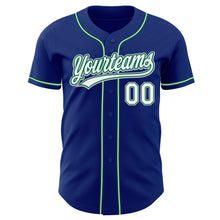 Load image into Gallery viewer, Custom Royal White Kelly Green-Gray Authentic Baseball Jersey
