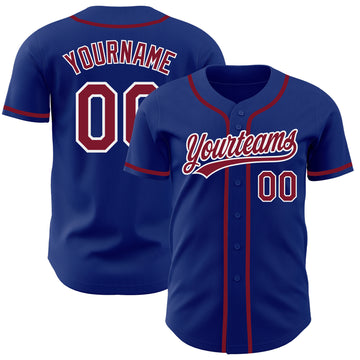 Custom Royal Crimson-White Authentic Baseball Jersey