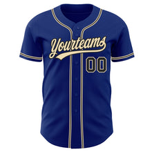 Load image into Gallery viewer, Custom Royal Black-City Cream Authentic Baseball Jersey
