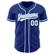 Load image into Gallery viewer, Custom Royal White Pinstripe White-Light Blue Authentic Baseball Jersey
