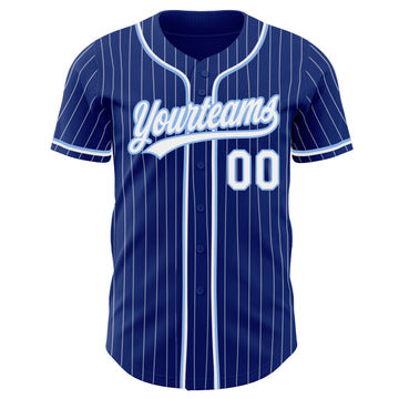 Custom Royal White Pinstripe White-Light Blue Authentic Baseball Jersey