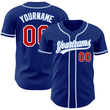 Custom Royal Red-Light Blue Authentic Baseball Jersey