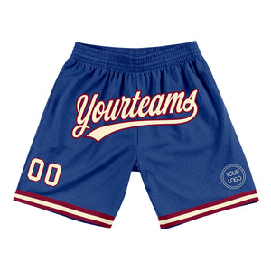 Custom Royal Cream-Maroon Authentic Throwback Basketball Shorts