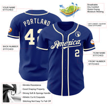 Load image into Gallery viewer, Custom Royal Cream Authentic Baseball Jersey
