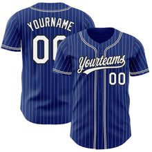 Load image into Gallery viewer, Custom Royal White Pinstripe Black Authentic Baseball Jersey
