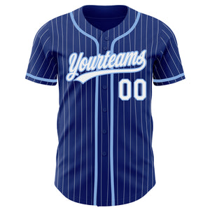 Custom Royal White Pinstripe Light Blue Authentic Baseball Jersey