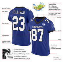 Load image into Gallery viewer, Custom Royal White-Balck Mesh Authentic Football Jersey
