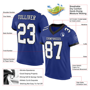 Custom Royal White-Balck Mesh Authentic Football Jersey