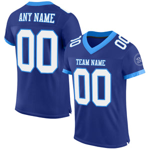 Custom Royal White-Powder Blue Mesh Authentic Football Jersey