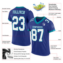 Load image into Gallery viewer, Custom Royal White-Teal Mesh Authentic Football Jersey
