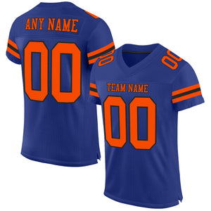 Custom Royal Orange-Black Mesh Authentic Football Jersey