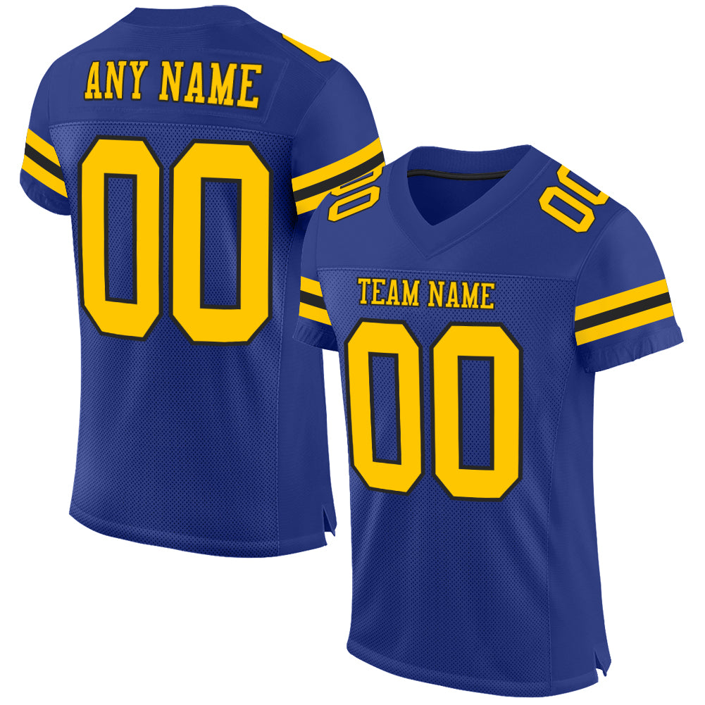 Custom Royal Yellow-Black Mesh Authentic Football Jersey Sale– Fcustom