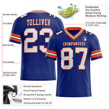 Load image into Gallery viewer, Custom Royal White-Orange Mesh Authentic Football Jersey
