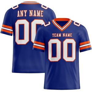 Custom Royal White-Orange Mesh Authentic Football Jersey