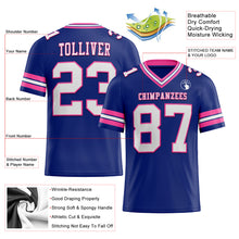 Load image into Gallery viewer, Custom Royal White-Pink Mesh Authentic Football Jersey
