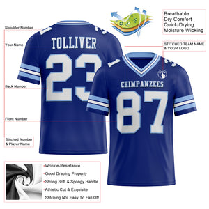 Custom Royal White-Light Blue Mesh Authentic Football Jersey