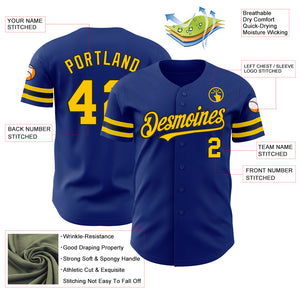 Custom Royal Yellow-Black Authentic Baseball Jersey