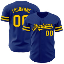 Load image into Gallery viewer, Custom Royal Yellow-Black Authentic Baseball Jersey
