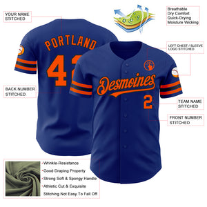 Custom Royal Orange-Black Authentic Baseball Jersey