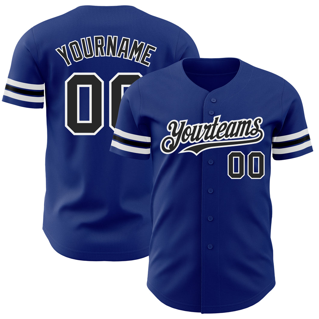 Custom Royal Black-White Authentic Baseball Jersey