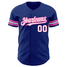 Load image into Gallery viewer, Custom Royal White-Pink Authentic Baseball Jersey
