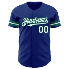 Load image into Gallery viewer, Custom Royal White-Kelly Green Authentic Baseball Jersey
