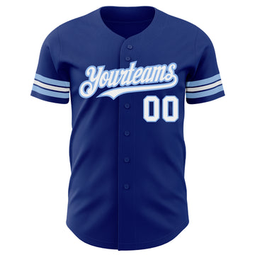 Custom Royal White-Light Blue Authentic Baseball Jersey