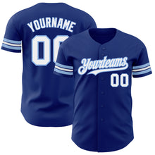 Load image into Gallery viewer, Custom Royal White-Light Blue Authentic Baseball Jersey
