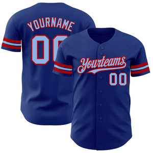 Custom Royal Light Blue-Red Authentic Baseball Jersey