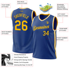 Load image into Gallery viewer, Custom Royal Gold-White Authentic Throwback Basketball Jersey
