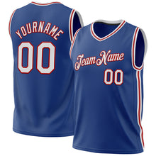 Load image into Gallery viewer, Custom Royal White-Red Authentic Throwback Basketball Jersey
