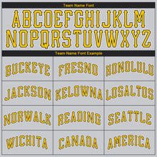 Load image into Gallery viewer, Custom Gray Gold-Black Authentic Throwback Basketball Jersey
