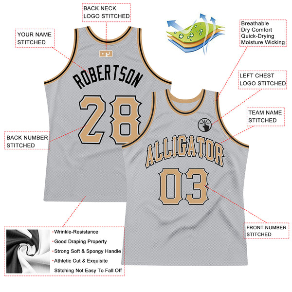 Custom White Black-Gold Authentic Throwback Basketball Jersey