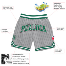 Load image into Gallery viewer, Custom Gray Black Pinstripe Kelly Green-White Authentic Basketball Shorts
