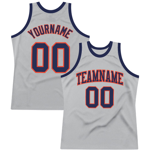 Custom Team Gray Basketball Teal Rib-Knit Jersey Orange