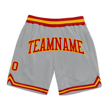 Load image into Gallery viewer, Custom Gray Red-Gold Authentic Throwback Basketball Shorts
