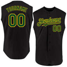Load image into Gallery viewer, Custom Black Green-Yellow Authentic Sleeveless Baseball Jersey

