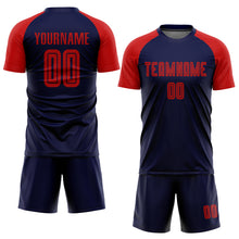 Load image into Gallery viewer, Custom Navy Red Sublimation Soccer Uniform Jersey
