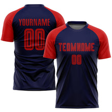 Load image into Gallery viewer, Custom Navy Red Sublimation Soccer Uniform Jersey
