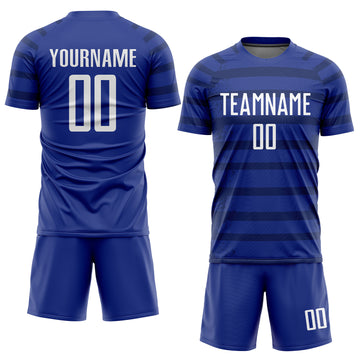 Custom Royal White-Navy Sublimation Soccer Uniform Jersey