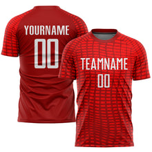 Load image into Gallery viewer, Custom Red White Sublimation Soccer Uniform Jersey
