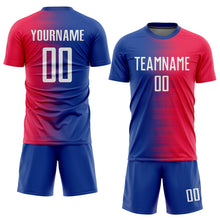 Load image into Gallery viewer, Custom Red White-Royal Sublimation Soccer Uniform Jersey
