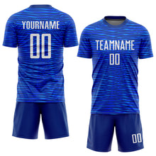 Load image into Gallery viewer, Custom Royal White Sublimation Soccer Uniform Jersey
